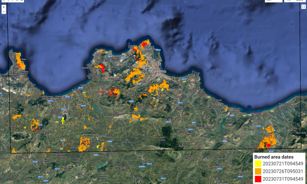 Rhodes, Corfu and Palermo’s fires: tracking burned area in time